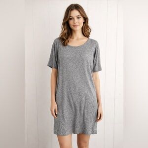 Eileen Fisher organic cotton short sleeve t-shirt dress in black/white Size L